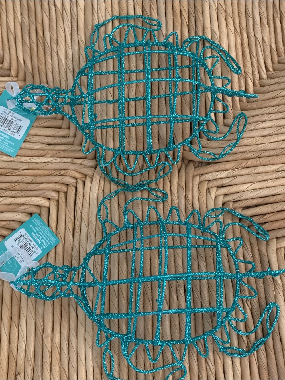 Kohl's Teal Glitter Turtle Ornaments